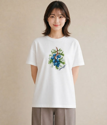 グラフィックTシャツ レディース 木の実 植物 ボタニカル イラスト ニュアンス カジュアルコーデ 買い物 白T YMAZO