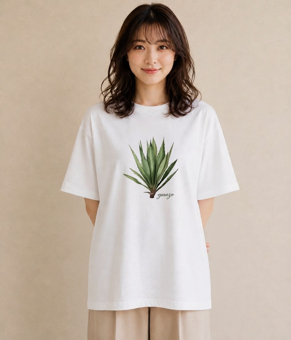 Tシャツ レディース サボテン 植物 ボタニカル イラスト お洒落 通学 誕生日プレゼント 白T YMAZO