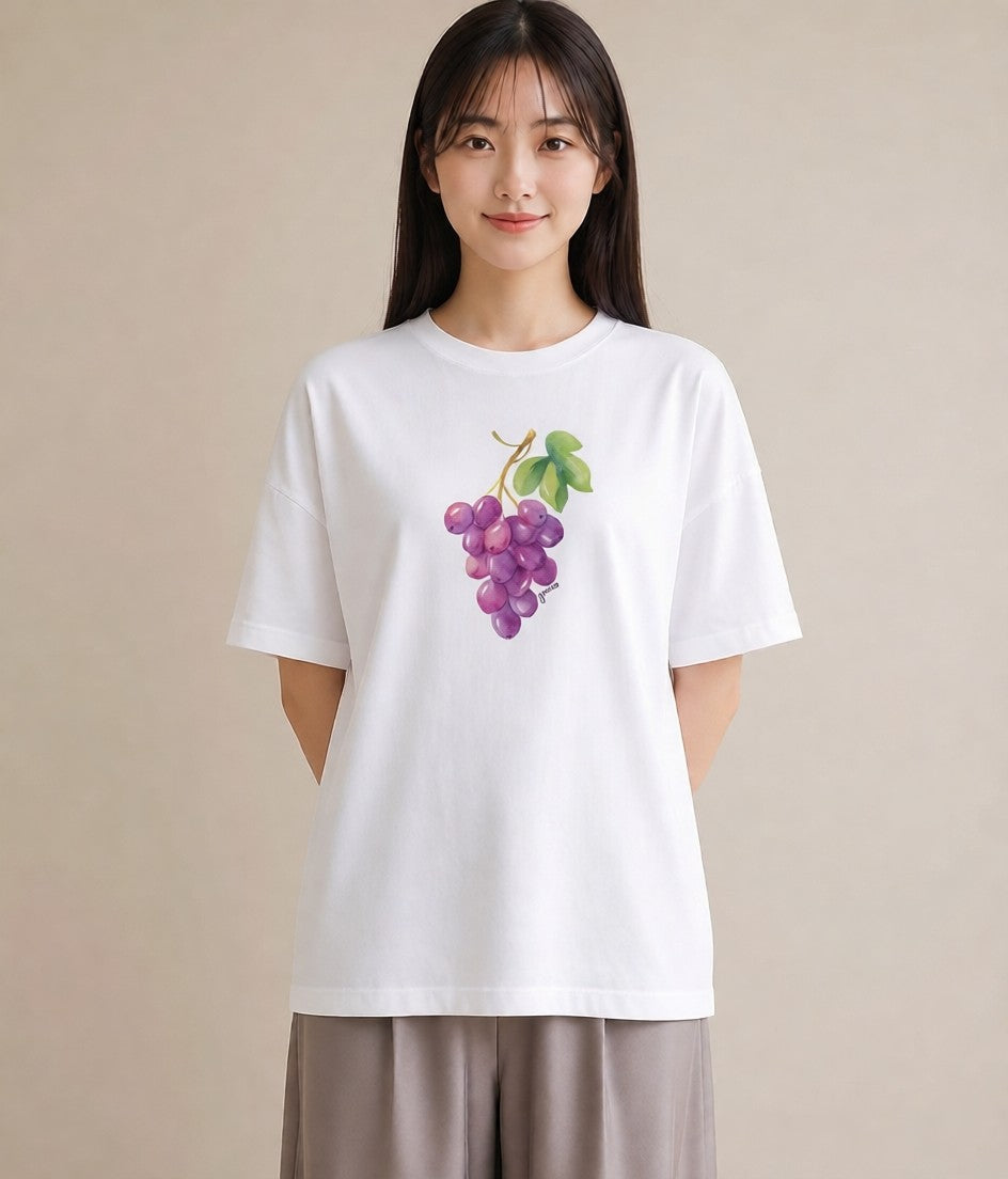 半袖Tシャツ レディース つる 植物 ボタニカル イラスト 水彩風 ラフ レイヤード 白T YMAZO