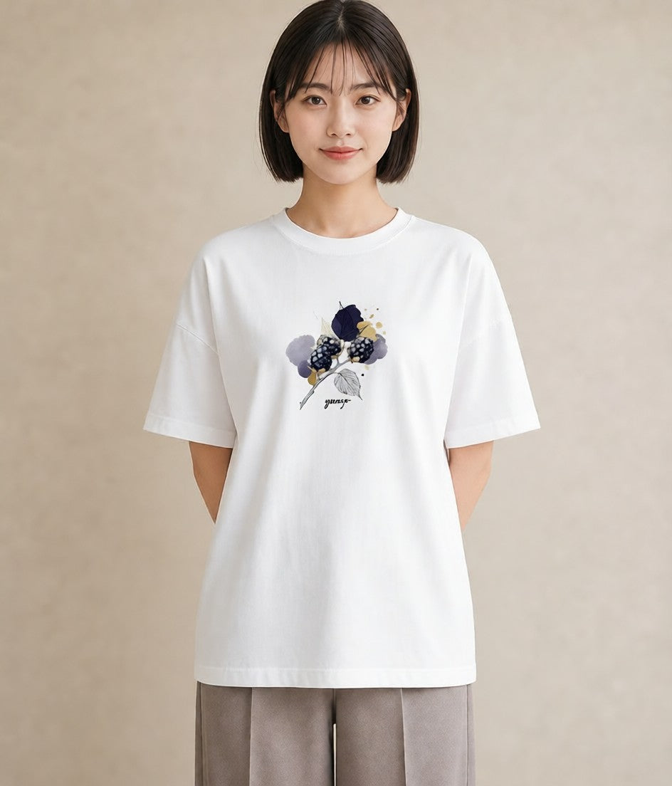 プリントTシャツ レディース 木の実 植物 ボタニカル イラスト 休日コーデ 在宅 公園 白T YMAZO
