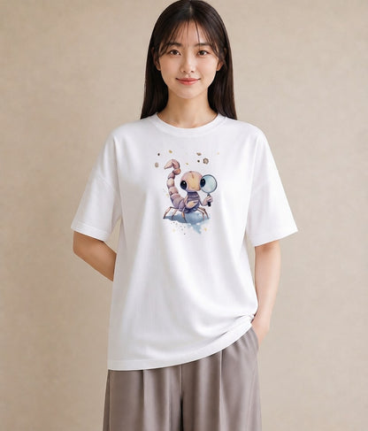 Tシャツ レディース 蠍座 星空 宇宙 イラスト お洒落 週末コーデ 敬老の日 白T YMAZO
