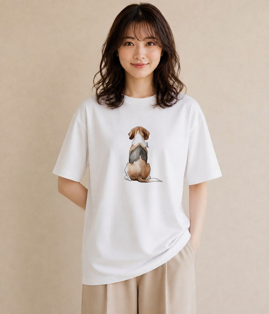 Tシャツ レディース ビーグル 犬 いぬ イラスト 敬老の日 ホワイトデー 白T YMAZO