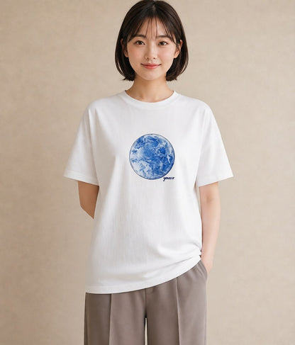 プリントTシャツ レディース 月 星空 宇宙 イラスト 旅行コーデ 姉妹 送別ギフト 白T YMAZO