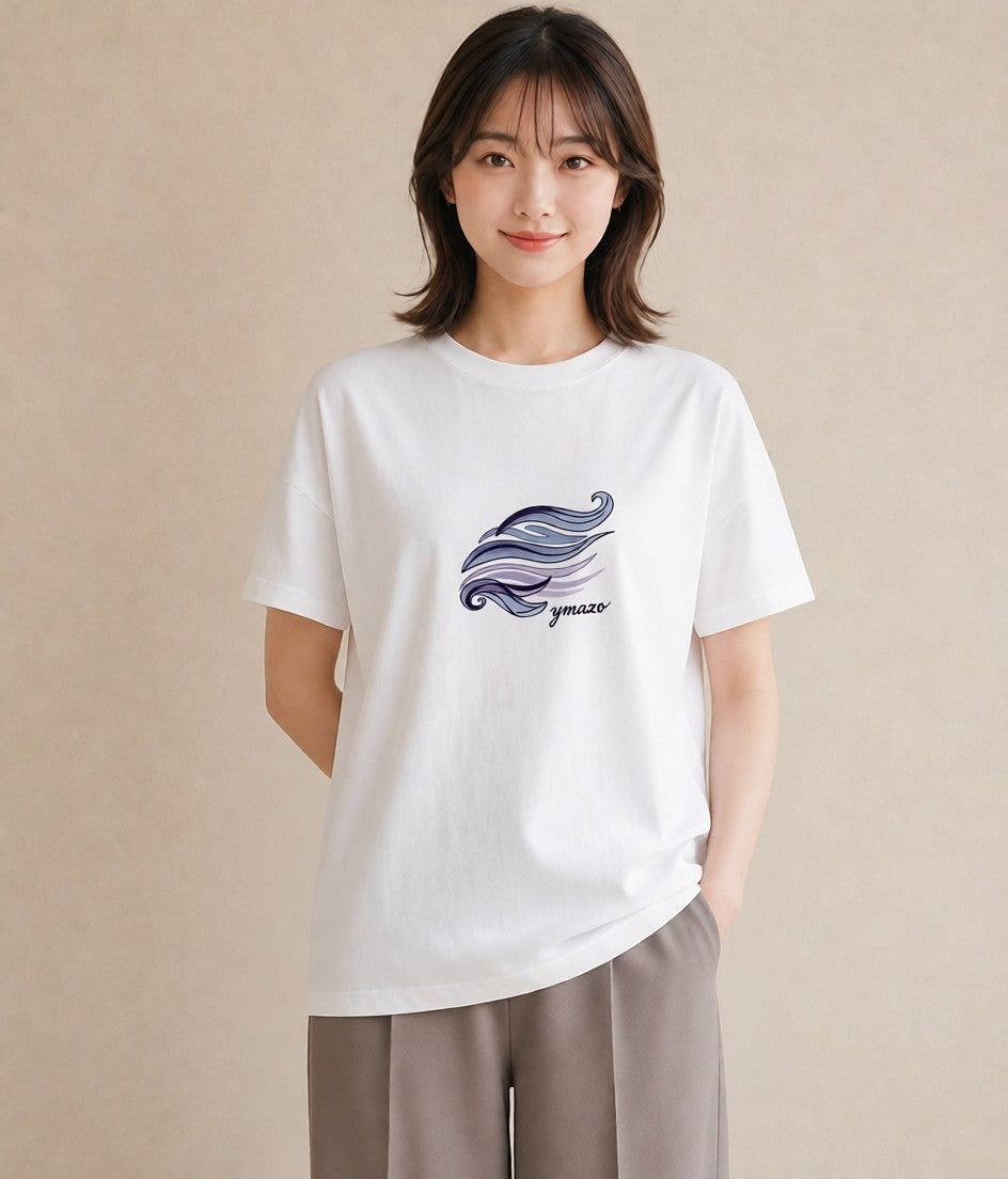 半袖Tシャツ レディース オーロラ 星空 宇宙 イラスト ニュアンス 部屋着 女性向けギフト 白T YMAZO