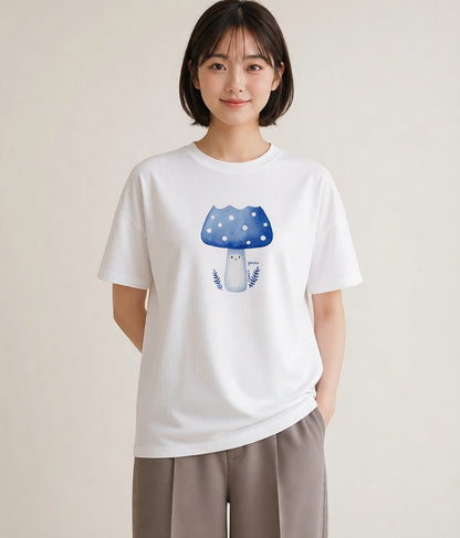 デザインTシャツ レディース きのこ 植物 ボタニカル イラスト シック 姉妹 送別ギフト 白T YMAZO