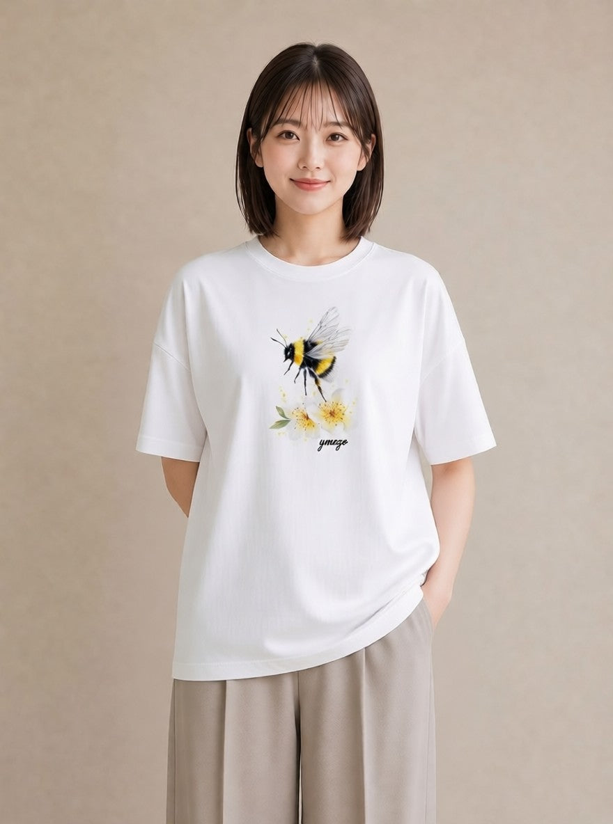 グラフィックTシャツ レディース ハニー 食べ物 フード イラスト 水彩風 女性 旅行用 白T YMAZO