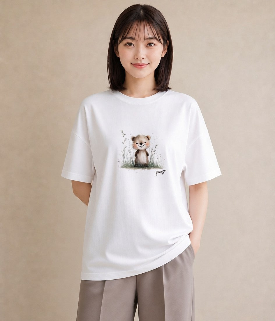 半袖Tシャツ レディース ゴールデンハムスター ペット 動物 イラスト シック 20代 カジュアルコーデ 白T YMAZO
