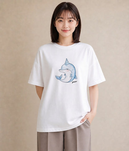 デザインTシャツ レディース マンボウ 海の生き物 海 イラスト ニュアンス 散歩 お出かけ 白T YMAZO