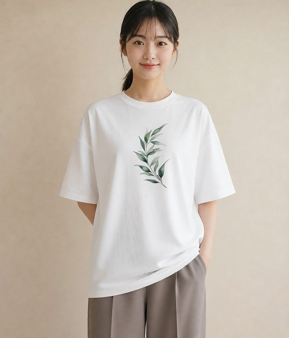 グラフィックTシャツ レディース ガラス瓶 小枝 ボタニカル ナチュラル アンティーク イラスト 自分用 ルームウェア 白T YMAZO