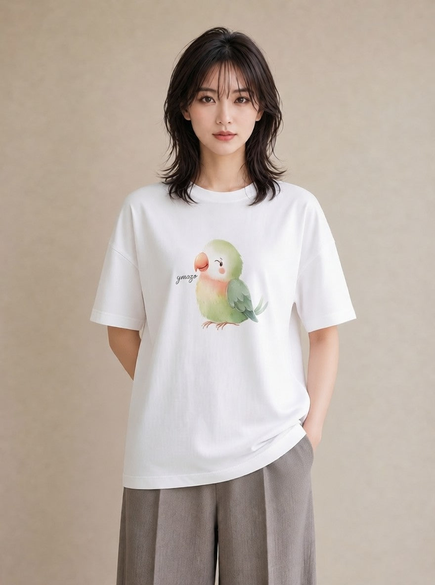 グラフィックTシャツ レディース オカメインコ ペット 動物 イラスト ラフ 社会人 女性 白T YMAZO
