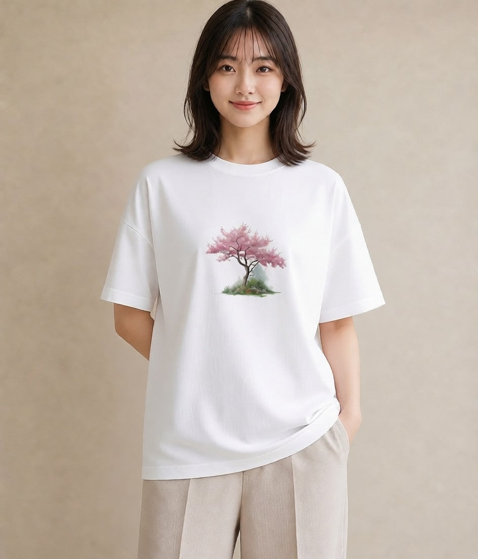 グラフィックTシャツ レディース 盆栽 植物 ボタニカル イラスト 旅行コーデ 部屋着 女性向けギフト 白T YMAZO