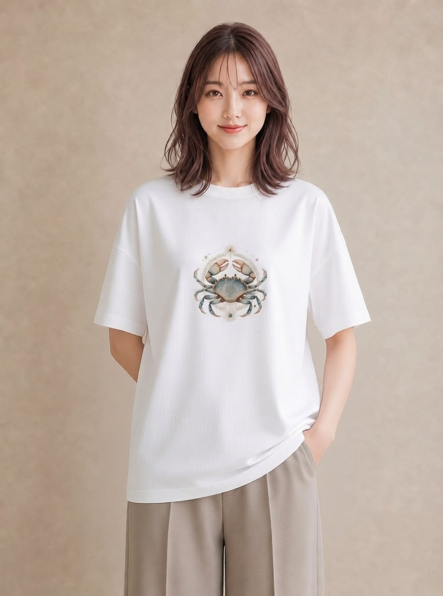 デザインTシャツ レディース 魚座 星空 宇宙 イラスト シンプル ルームウェア ギフト 白T YMAZO