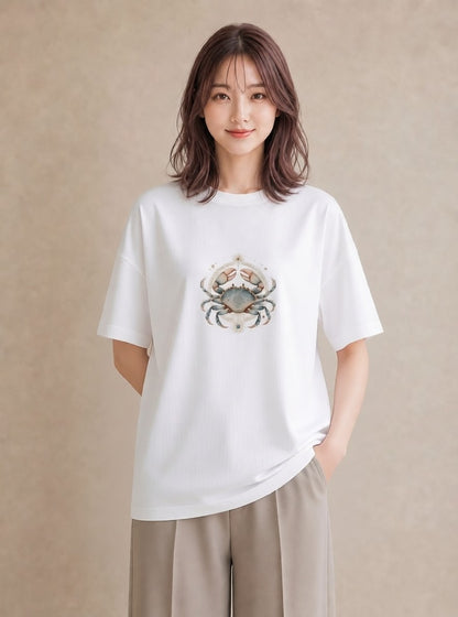 デザインTシャツ レディース 魚座 星空 宇宙 イラスト シンプル ルームウェア ギフト 白T YMAZO