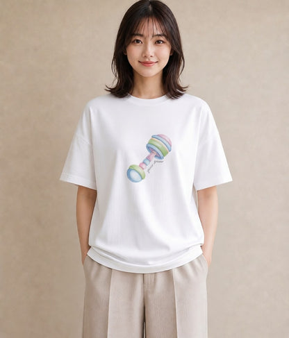 グラフィックTシャツ レディース マカロン 食べ物 フード イラスト きれいめ 買い物 夏コーデ 白T YMAZO
