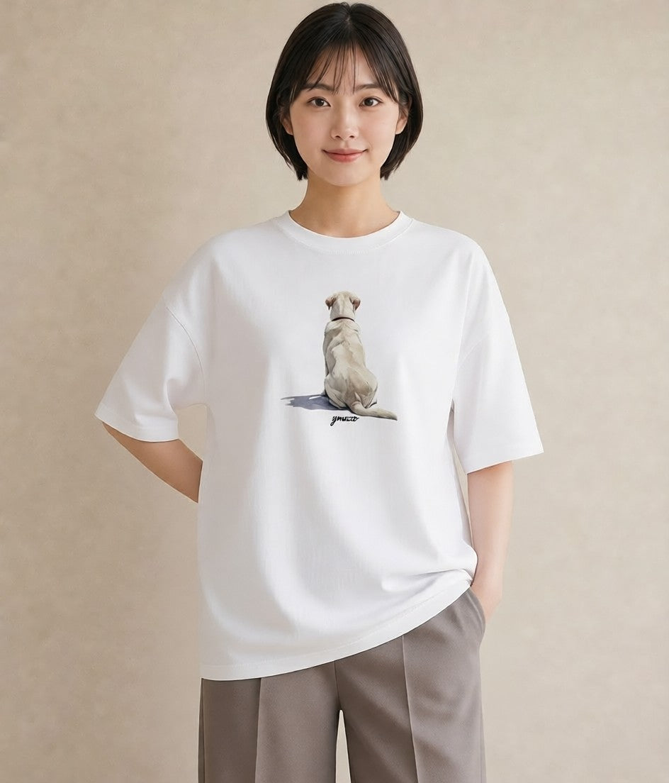 半袖Tシャツ レディース ラブラドールレトリバー 犬 いぬ イラスト きれいめ 友達ギフト 部屋着 白T YMAZO