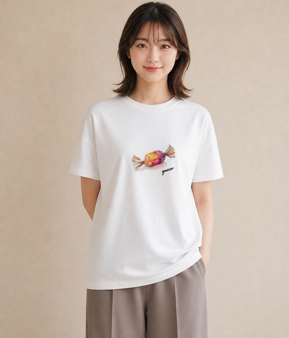 デザインTシャツ レディース だんご 食べ物 フード イラスト 水彩風 在宅 公園 白T YMAZO