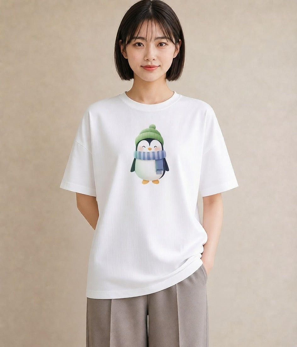 Tシャツ レディース ペンギン ぺんぎん 動物 アニマル イラスト ゆるコーデ 通学 誕生日プレゼント 白T YMAZO