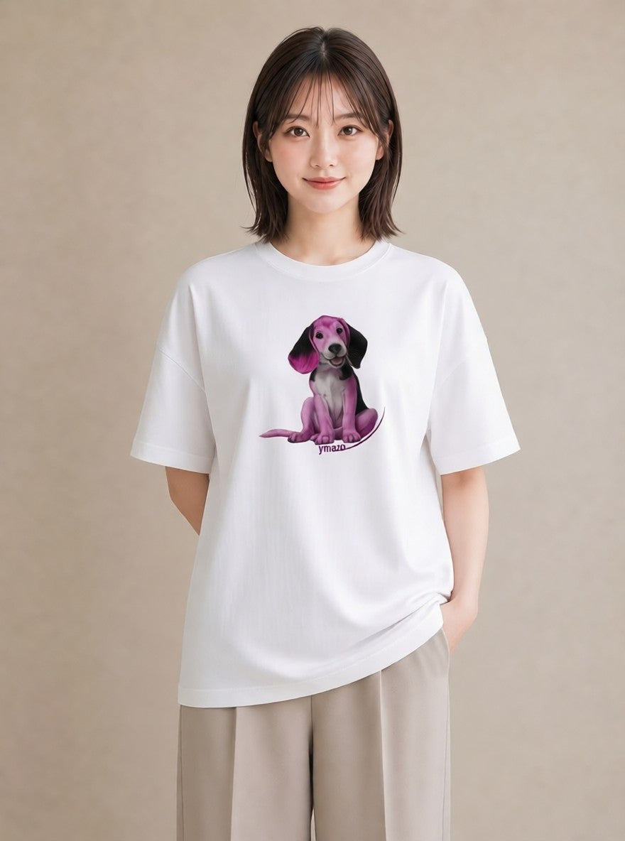 プリントTシャツ レディース ビーグル 犬 いぬ イラスト きれいめ 女性 旅行用 白T YMAZO