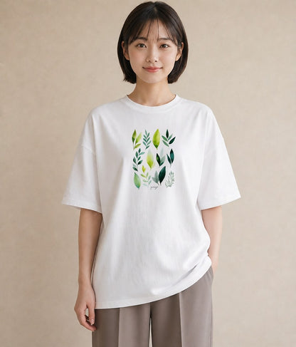 半袖Tシャツ レディース ボタニカル 植物 イラスト レトロ ペアコーデ 秋コーデ 白T YMAZO