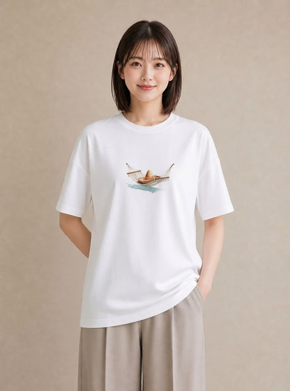 プリントTシャツ レディース 洗濯物 風 ナチュラル アンティーク イラスト ユニーク 母娘コーデ 自分用 白T YMAZO