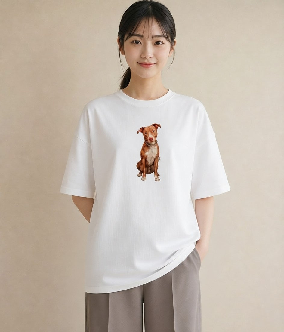 デザインTシャツ レディース 保護犬 犬 いぬ イラスト フェミニン レイヤード 友達ギフト 白T YMAZO