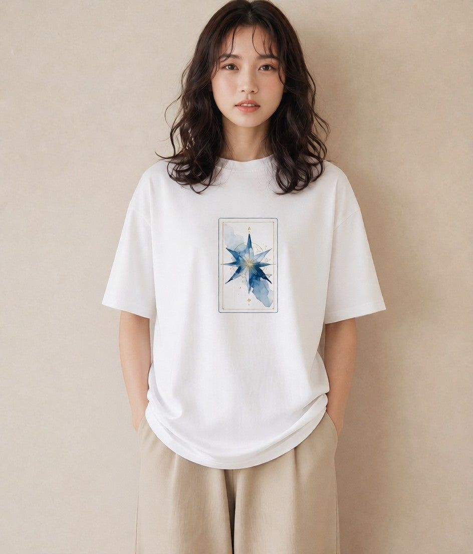 半袖Tシャツ レディース 山羊座 星空 宇宙 イラスト 淡色 友達ギフト 部屋着 白T YMAZO