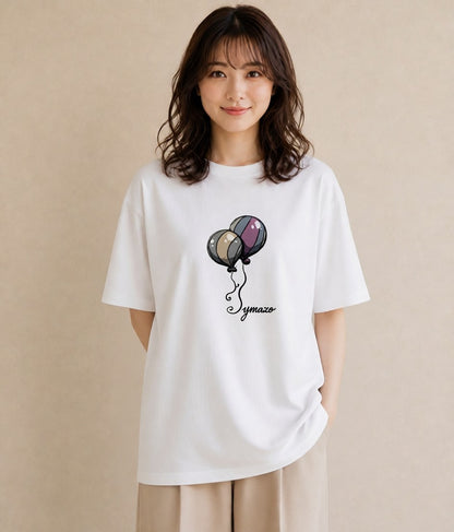 プリントTシャツ レディース 紙風船 和紙 ナチュラル アンティーク イラスト ボタニカル ホワイトデー 春服 白T YMAZO