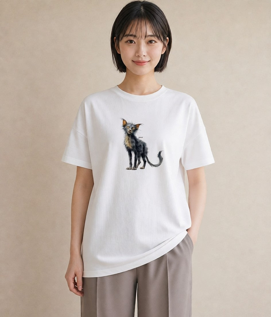 グラフィックTシャツ レディース メインクーン 猫 ねこ イラスト カフェコーデ 秋コーデ おしゃれギフト 白T YMAZO