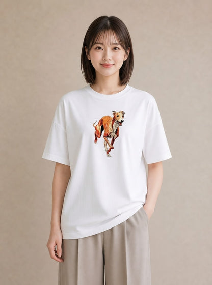 半袖Tシャツ レディース イタリアングレーハウンド 犬 いぬ イラスト ユニーク 誕生日プレゼント 綿100 白T YMAZO