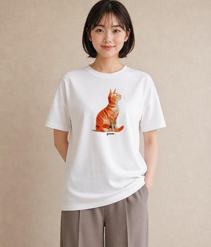 プリントTシャツ レディース 猫の手 猫 ねこ イラスト 水彩風 誕生日プレゼント 綿100 白T YMAZO