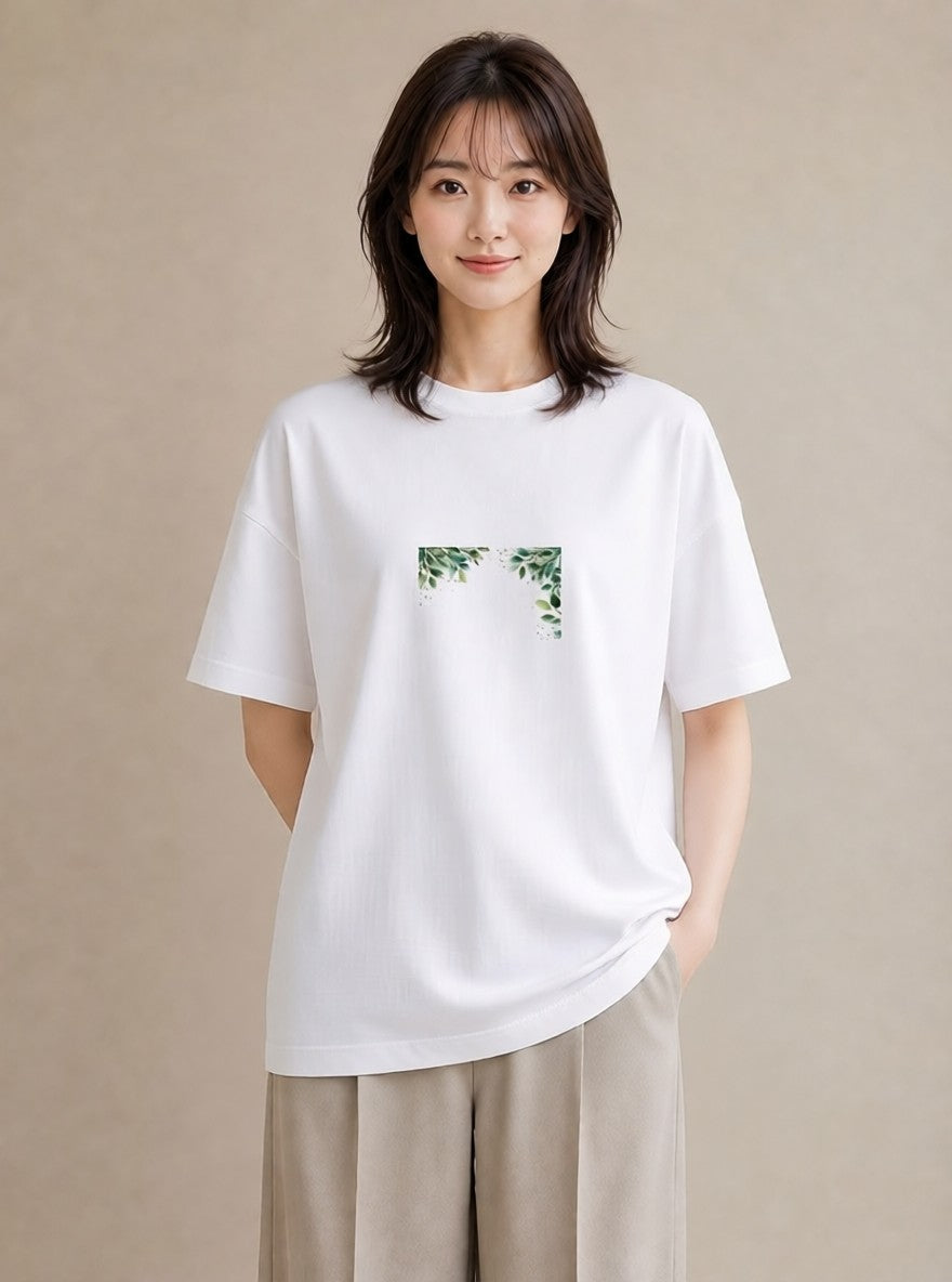 Tシャツ レディース ユーカリ 植物 ボタニカル イラスト 可愛い 友達ギフト 部屋着 白T YMAZO