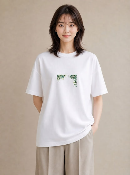 Tシャツ レディース ユーカリ 植物 ボタニカル イラスト 可愛い 友達ギフト 部屋着 白T YMAZO