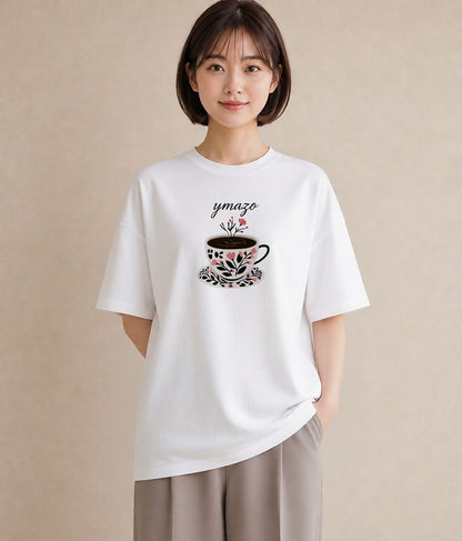 デザインTシャツ レディース エスプレッソ 食べ物 フード イラスト 可愛い 誕生日プレゼント 綿100 白T YMAZO