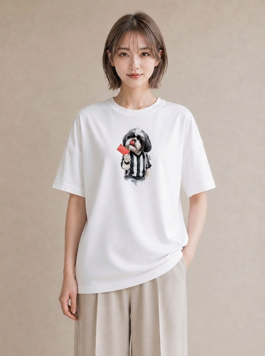 半袖Tシャツ レディース 狆 犬 いぬ イラスト ユニーク おしゃれギフト 社会人 白T YMAZO