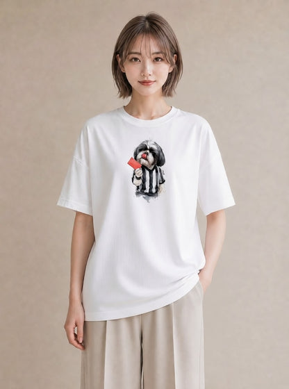 半袖Tシャツ レディース 狆 犬 いぬ イラスト ユニーク おしゃれギフト 社会人 白T YMAZO