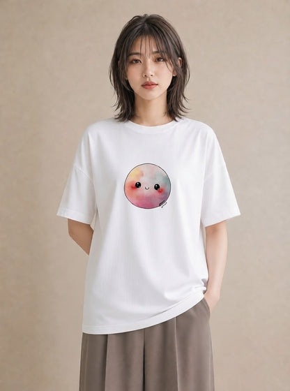 半袖Tシャツ レディース 惑星 星空 宇宙 イラスト お洒落 休日 ペアコーデ 白T YMAZO