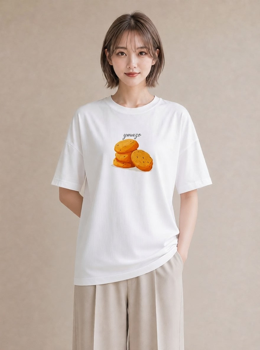 プリントTシャツ レディース どら焼き 食べ物 フード イラスト シック ルームウェア ギフト 白T YMAZO