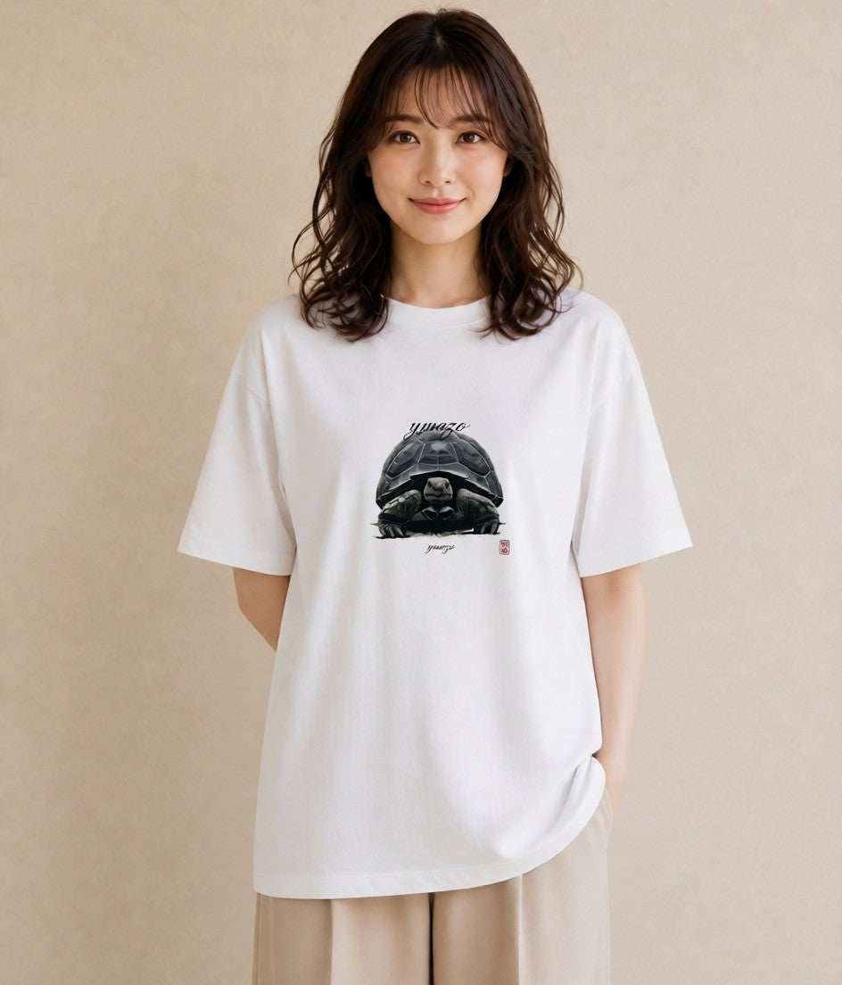 半袖Tシャツ レディース ゼニガメ ペット 動物 イラスト ガーリー ラフ レイヤード 白T YMAZO