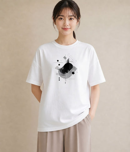 プリントTシャツ レディース 幾何学 ミニマル ジオメトリック イラスト 水彩風 旅行 母娘コーデ 白T YMAZO