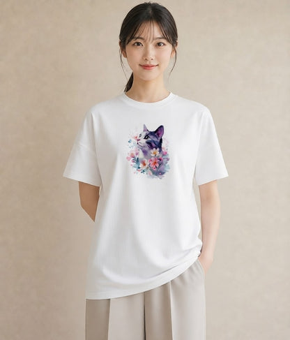 グラフィックTシャツ レディース シャム 猫 ねこ イラスト 休日コーデ 散歩 お出かけ 白T YMAZO
