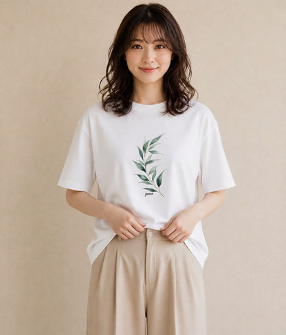 グラフィックTシャツ レディース 苔 植物 ボタニカル イラスト きれいめ おしゃれギフト 社会人 白T YMAZO
