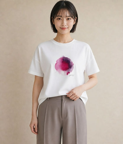 プリントTシャツ レディース 牡羊座 星空 宇宙 イラスト ガーリー デイリーウェア 休日 白T YMAZO