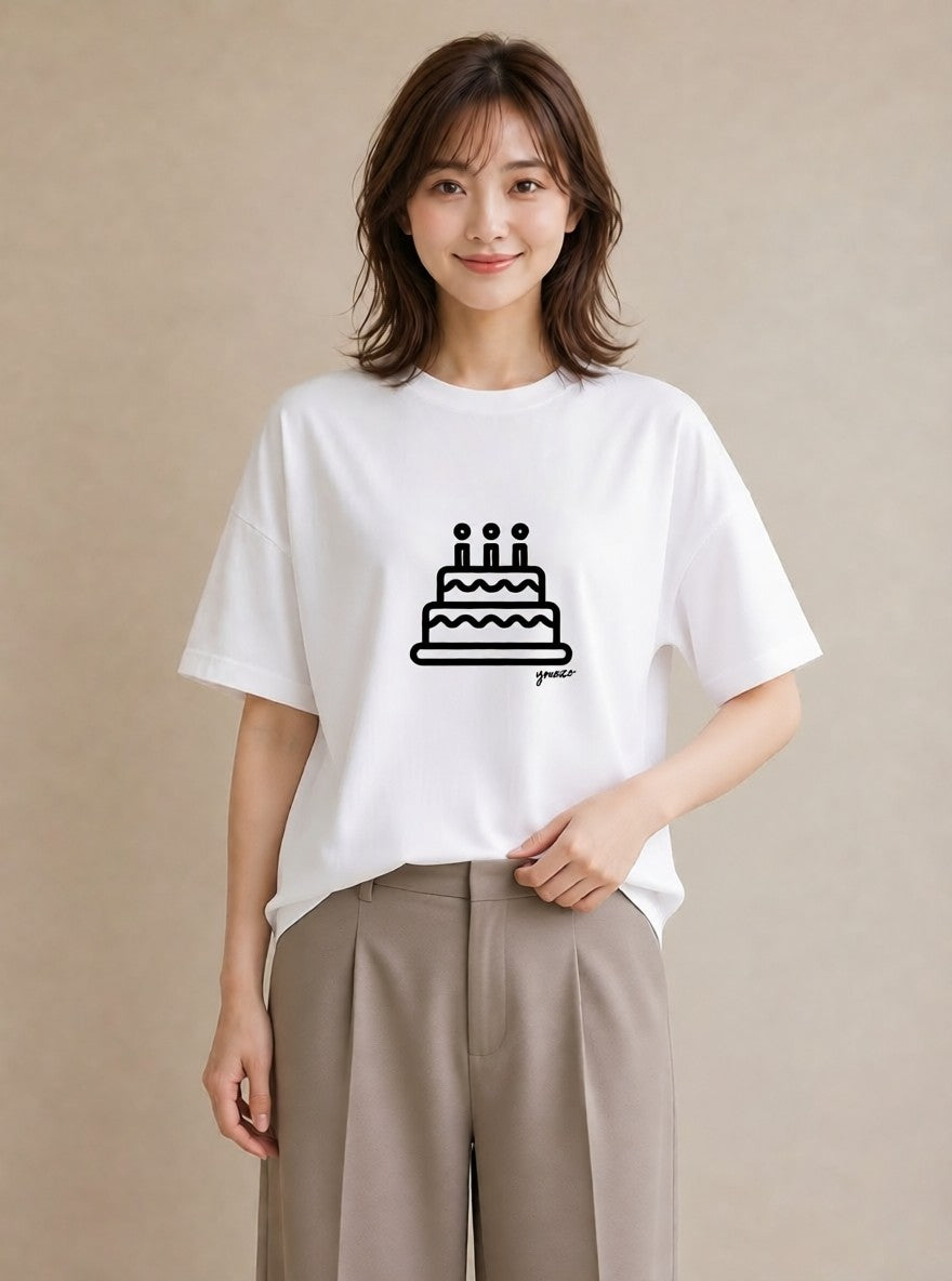 Tシャツ レディース スイーツ お菓子 デザート イラスト アート風 デート 帰省 白T YMAZO