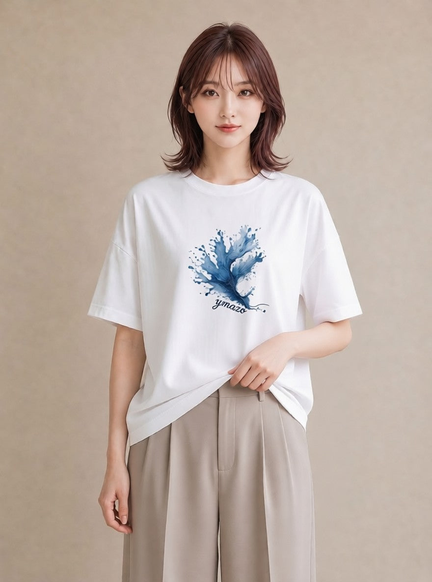 デザインTシャツ レディース 水瓶座 星空 宇宙 イラスト ニュアンス 通勤 在宅 白T YMAZO