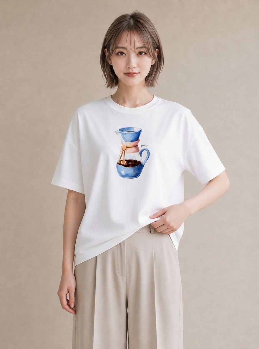 Tシャツ レディース カフェオレ 食べ物 フード イラスト ユニーク 秋コーデ おしゃれギフト 白T YMAZO