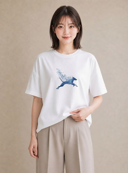 デザインTシャツ レディース 水瓶座 星空 宇宙 イラスト ミニマル 在宅 公園 白T YMAZO