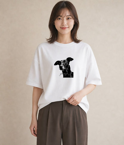 デザインTシャツ レディース イタリアングレーハウンド 犬 いぬ イラスト 個性的 カフェ服 クリスマス 白T YMAZO