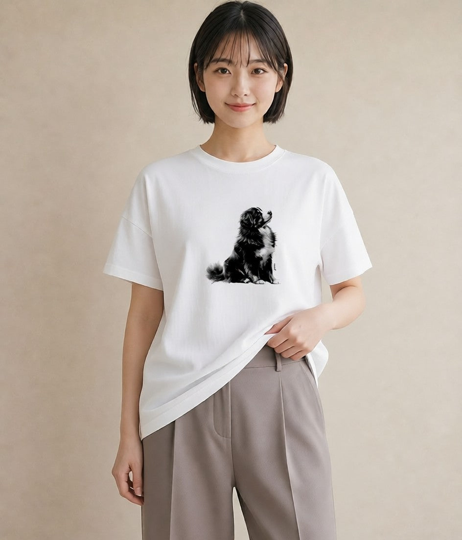 デザインTシャツ レディース バーニーズマウンテンドッグ 犬 いぬ イラスト 旅行コーデ おしゃれギフト 社会人 白T YMAZO