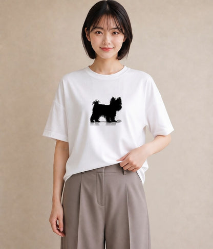 半袖Tシャツ レディース ミニチュアシュナウザー 犬 いぬ イラスト 抜け感 デイリーウェア 休日 白T YMAZO