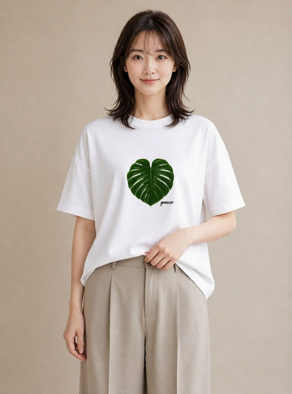 グラフィックTシャツ レディース モンステラ 植物 ボタニカル イラスト お洒落 お揃い 親子 白T YMAZO